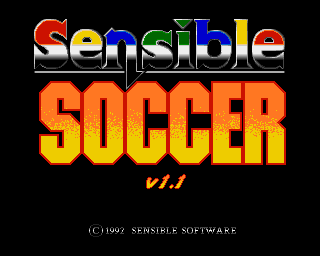 Sensible Soccer: European Champions title screen for Amiga CD32